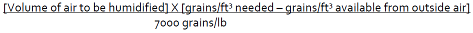 volume of air to be humidified formula